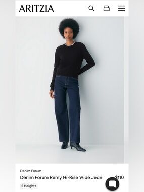 Denim Forum Remy Hi-Rise Wide Jean - Dark Blue